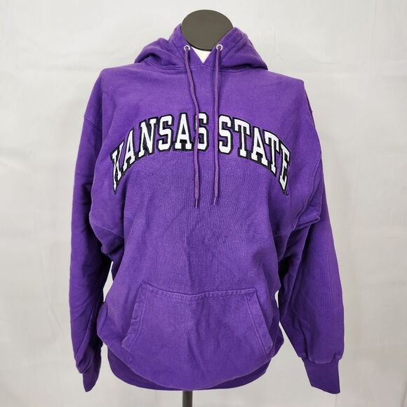 VTG KSU K-STATE 90's Y2K Wildcats Purple Embroidered Hoodie Sz L - Picture 1 of 10